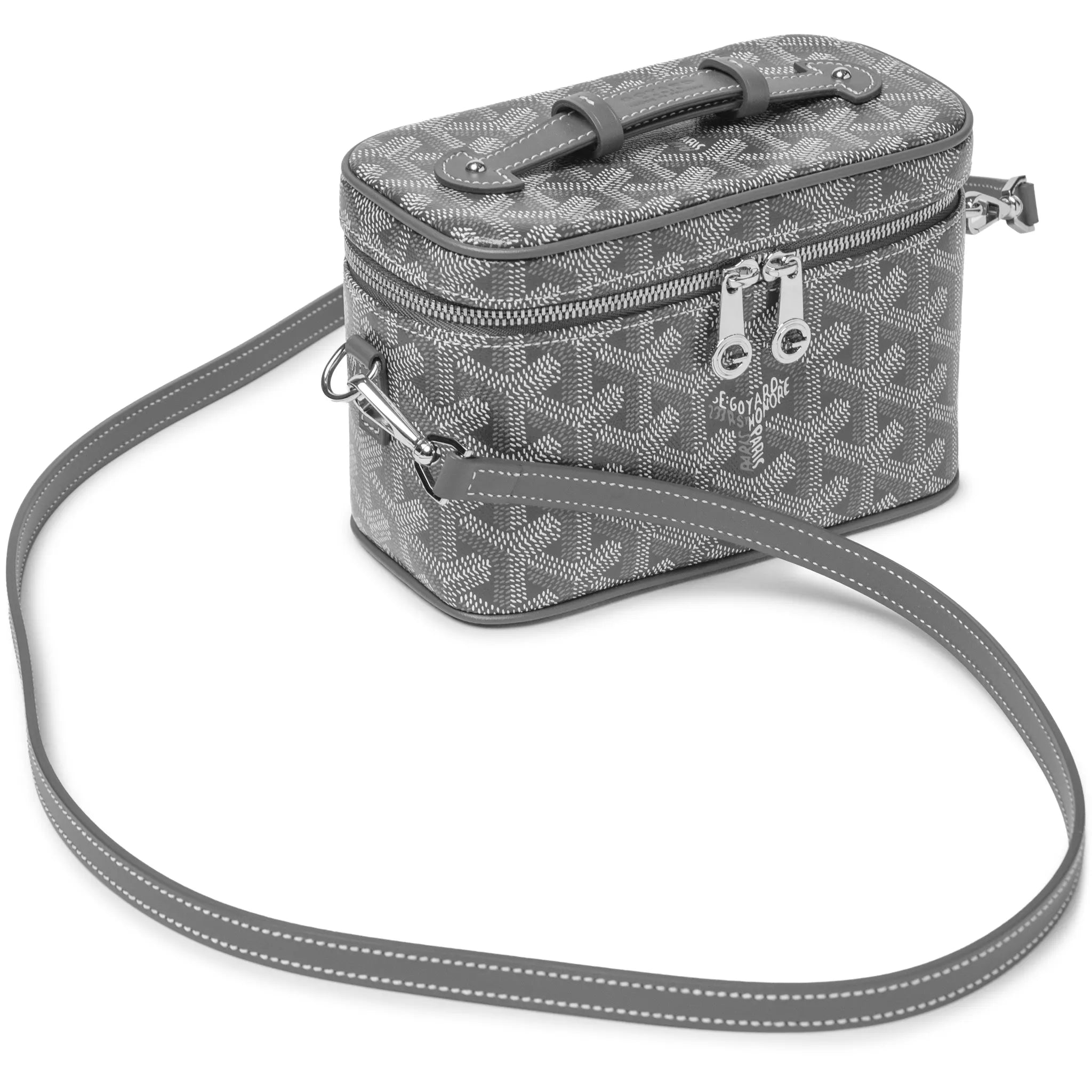 Full View of Goyard Muse Mini Grey Vanity Bag MUSEVAMINTY51CL51P
